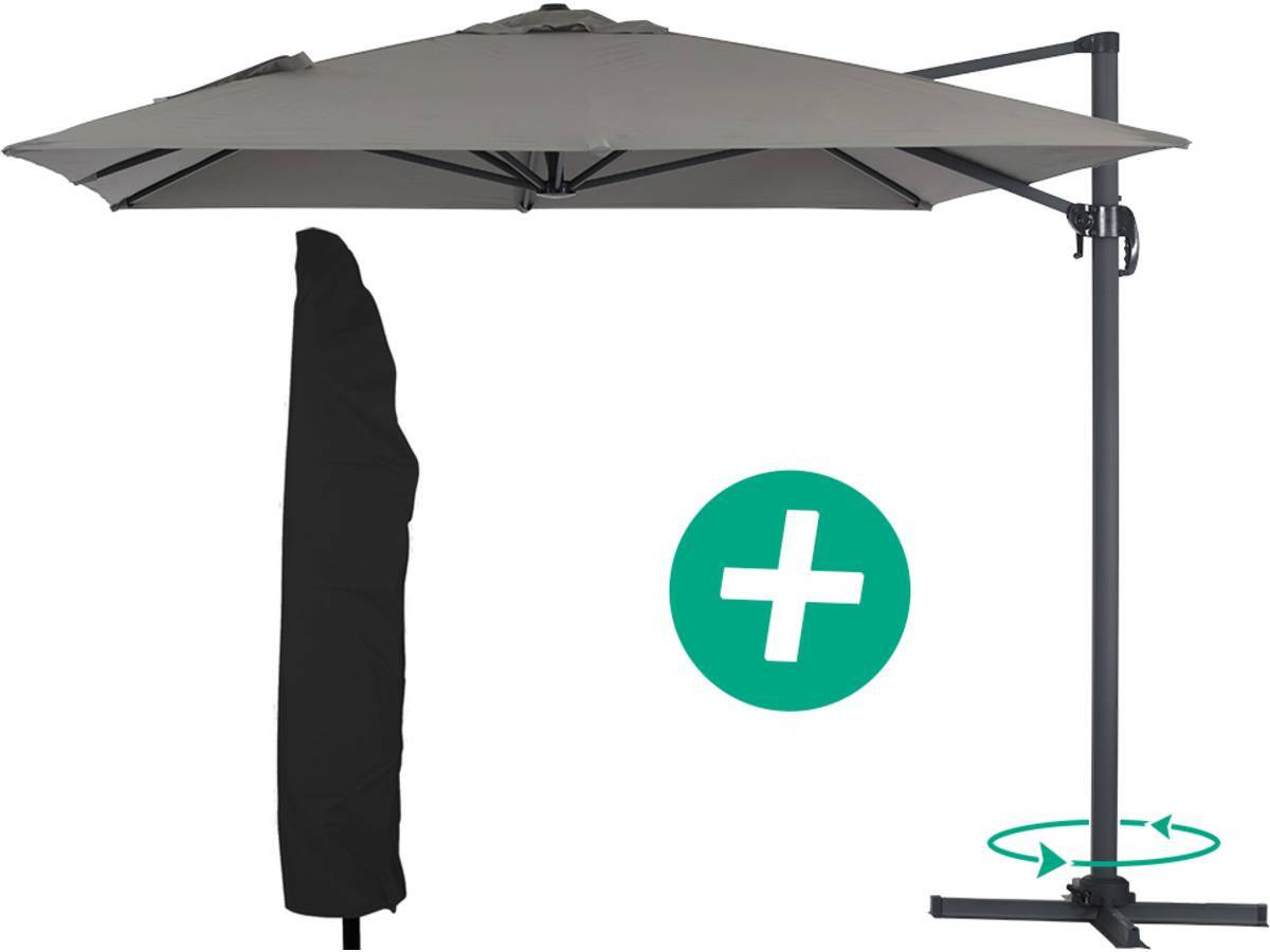 Habitat Et Jardin - Parasol Jardin Déporté Alu "sun 4" - Rectangle - 3 X 4 M + Housse De Protection - Gris -habitat Et Jardin - Imagen 1
