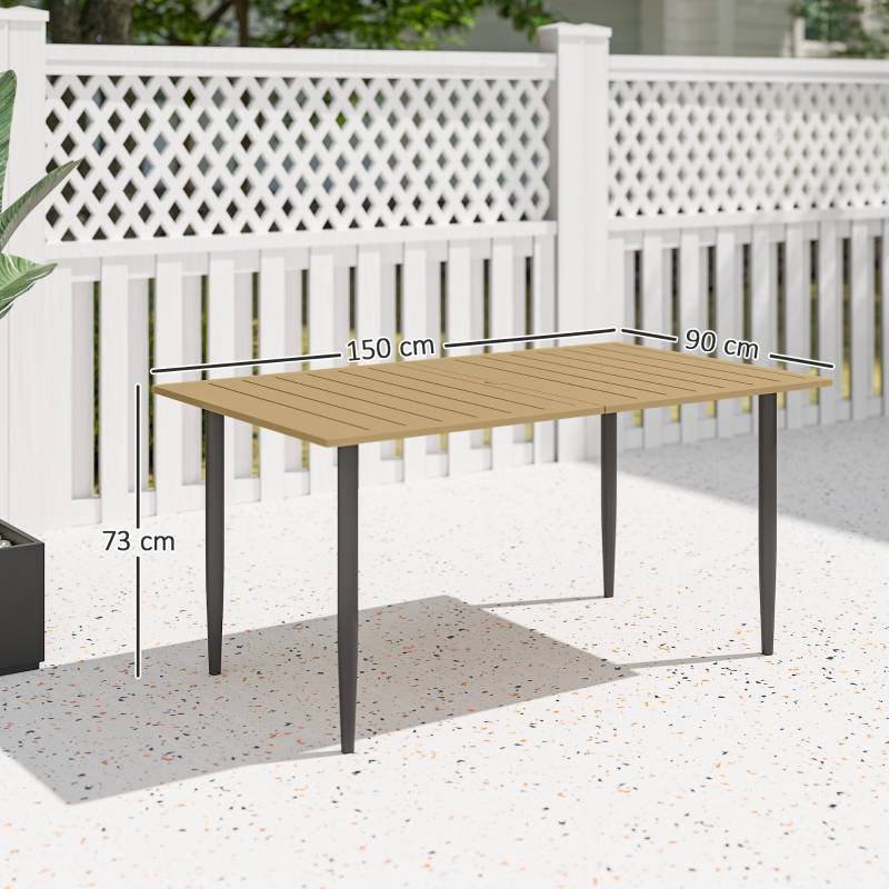 ComfortXL - Table de jardin acier résistant intempéries terrasse avec trou parasol 150x90cm marron - ComfortXL Outdoor Living - Image 3