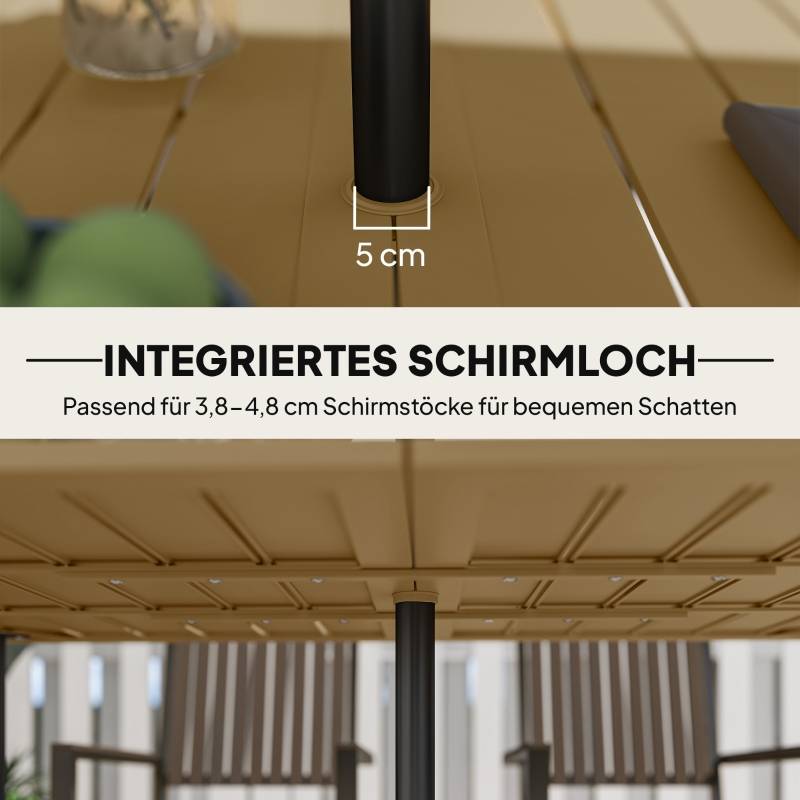 ComfortXL - Table de jardin acier résistant intempéries terrasse avec trou parasol 150x90cm marron - ComfortXL Outdoor Living - Image 5