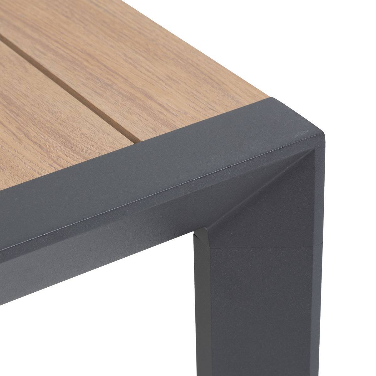 Hesperide - Table de jardin "Évasion" effet bois honey & graphite 4 places lates en aluminium - Hespéride - Image 5