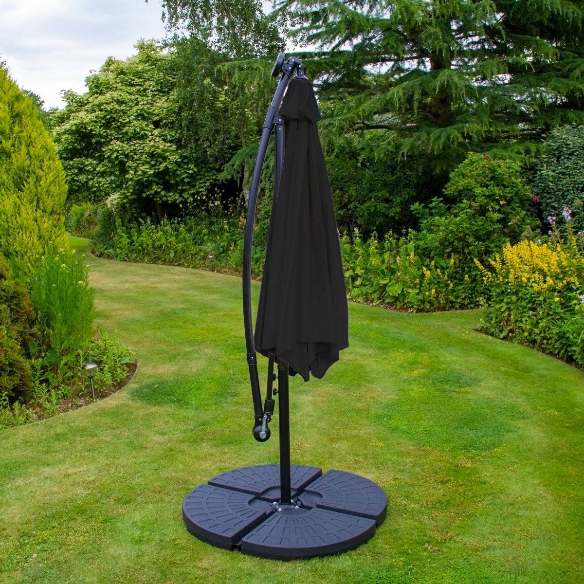 Monstershop - Parasol Noir 3m avec LED's Intégrés avec Base Ronde - Imagen 3