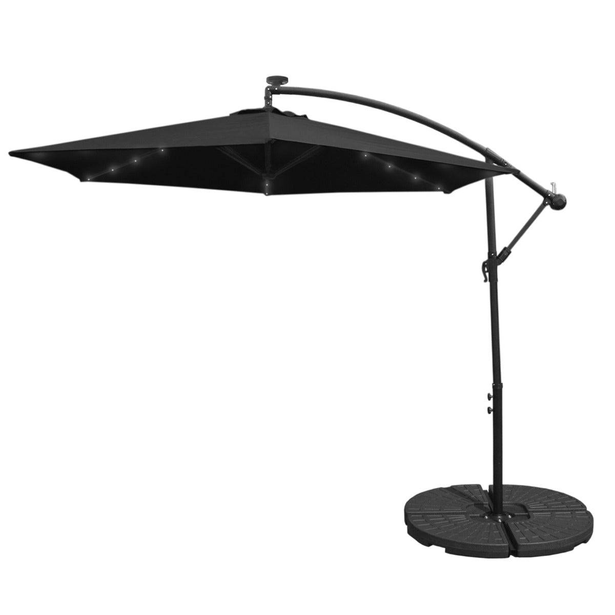 Monstershop - Parasol Noir 3m avec LED's Intégrés avec Base Ronde - Imagen 1
