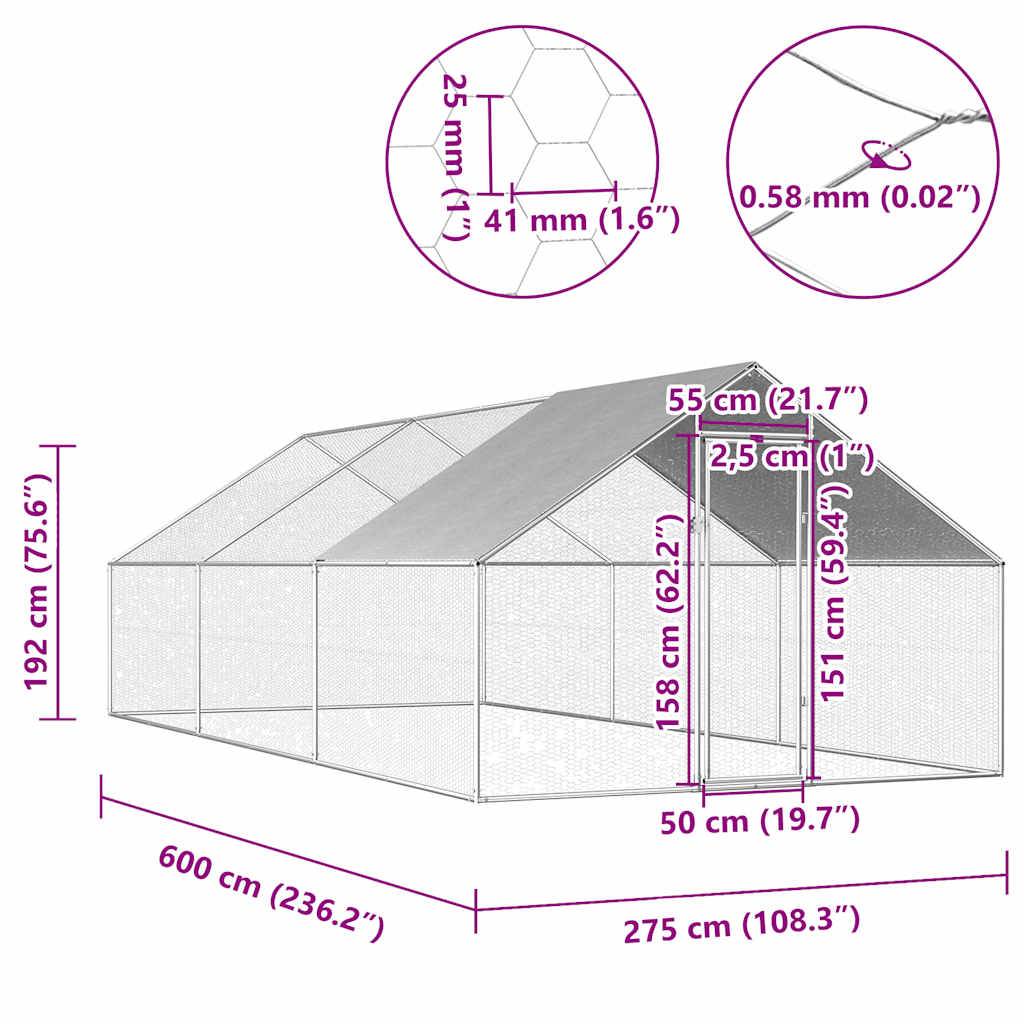 Très grand enclos poulailler extérieur 6x2.75m acier galvanisé avec bâche – ComfortXL Outdoor Living - Image 6