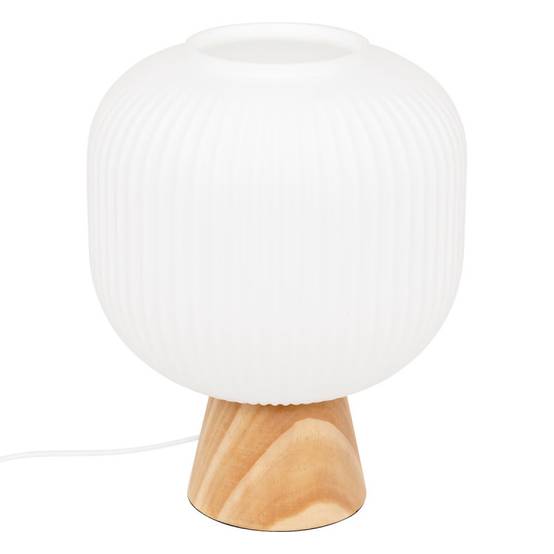 Lampe à poser Travis 25 cm verre blanc et bois Atmosphera - Image 1