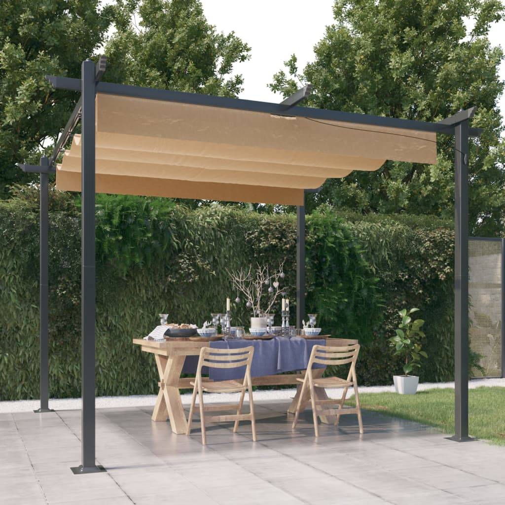 ComfortXL - Pergola à Toit Rétractable Acier Abri de Terrasse Moderne pour Jardin Taupe 3x3 m – ComfortXL Outdoor Living