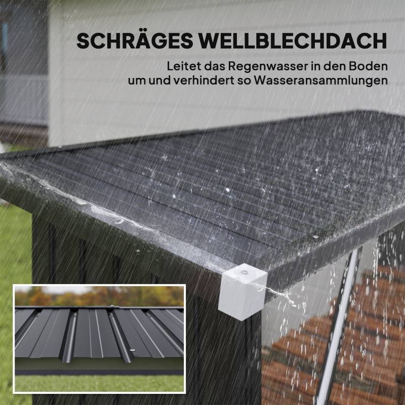 Abri-bûches Acier Extérieur Jardin Stockage bois de chauffage 213x66x150cm Gris Foncé - ComfortXL Outdoor Living - Image 6