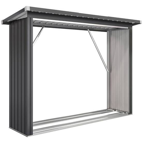 Abri-bûches Acier Extérieur Jardin Stockage bois de chauffage 213x66x150cm Gris Foncé - ComfortXL Outdoor Living - Image 2