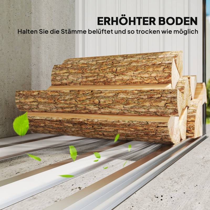 Abri-bûches Acier Extérieur Jardin Stockage bois de chauffage 213x66x150cm Gris Foncé - ComfortXL Outdoor Living - Image 5