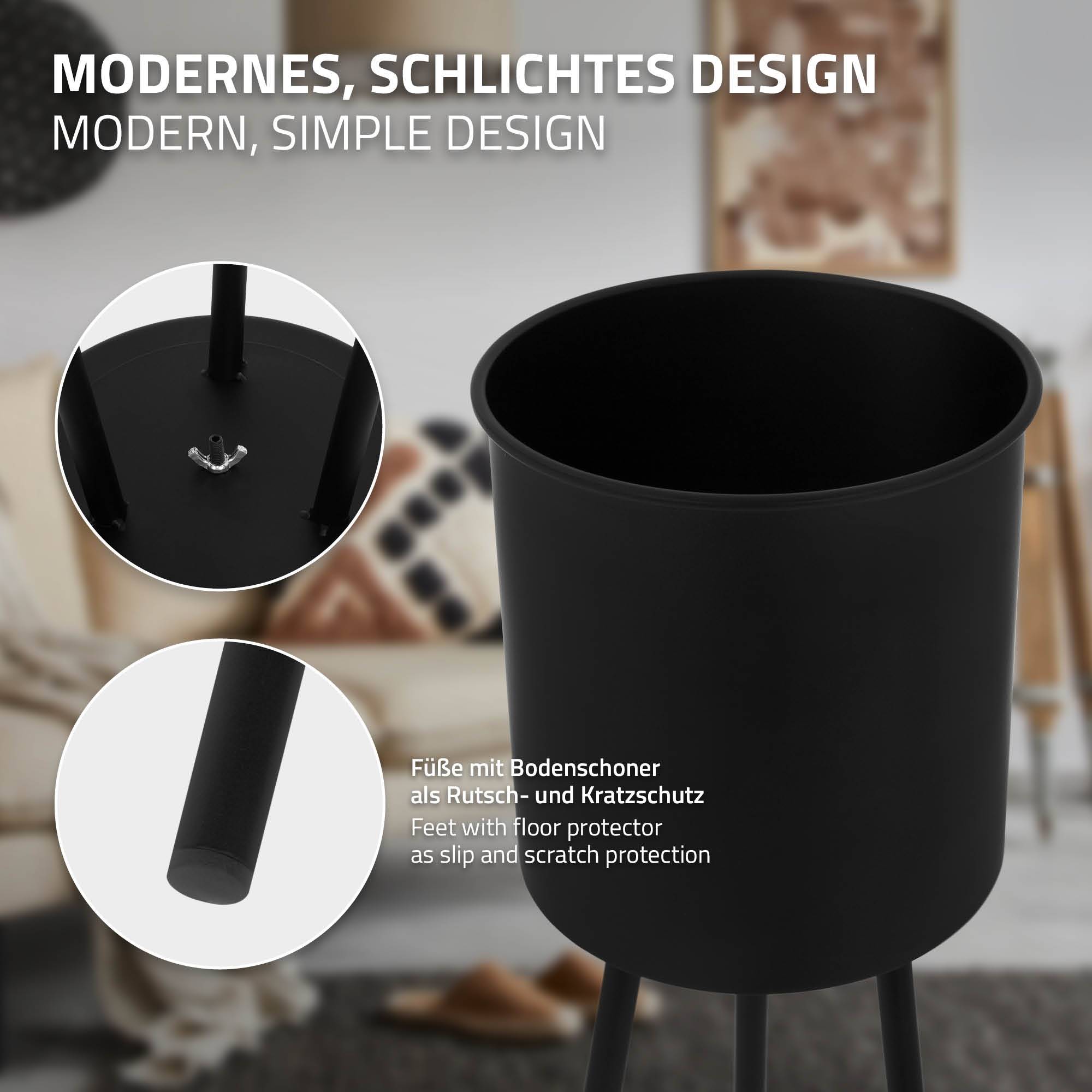 2x Support de plantes en acier noir h: 66 et 79 cm pot de fleurs haute décoratif - Image 3