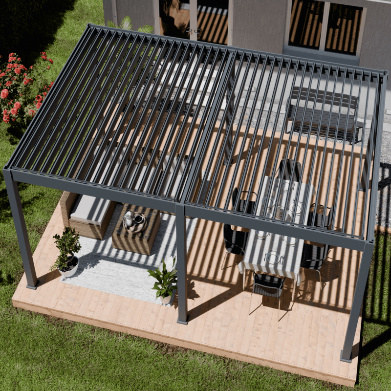 Ombrea - Pergola bioclimatique Ombréa autoportante 4x6M - Anthracite - ELMO Ombréa - Image 2