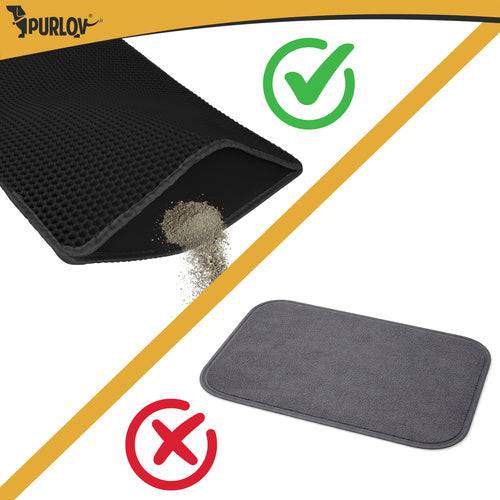 Tapis pour bac à litière Purlov 75 x 55 cm beige double couche en mousse EVA alvéolée - Image 5