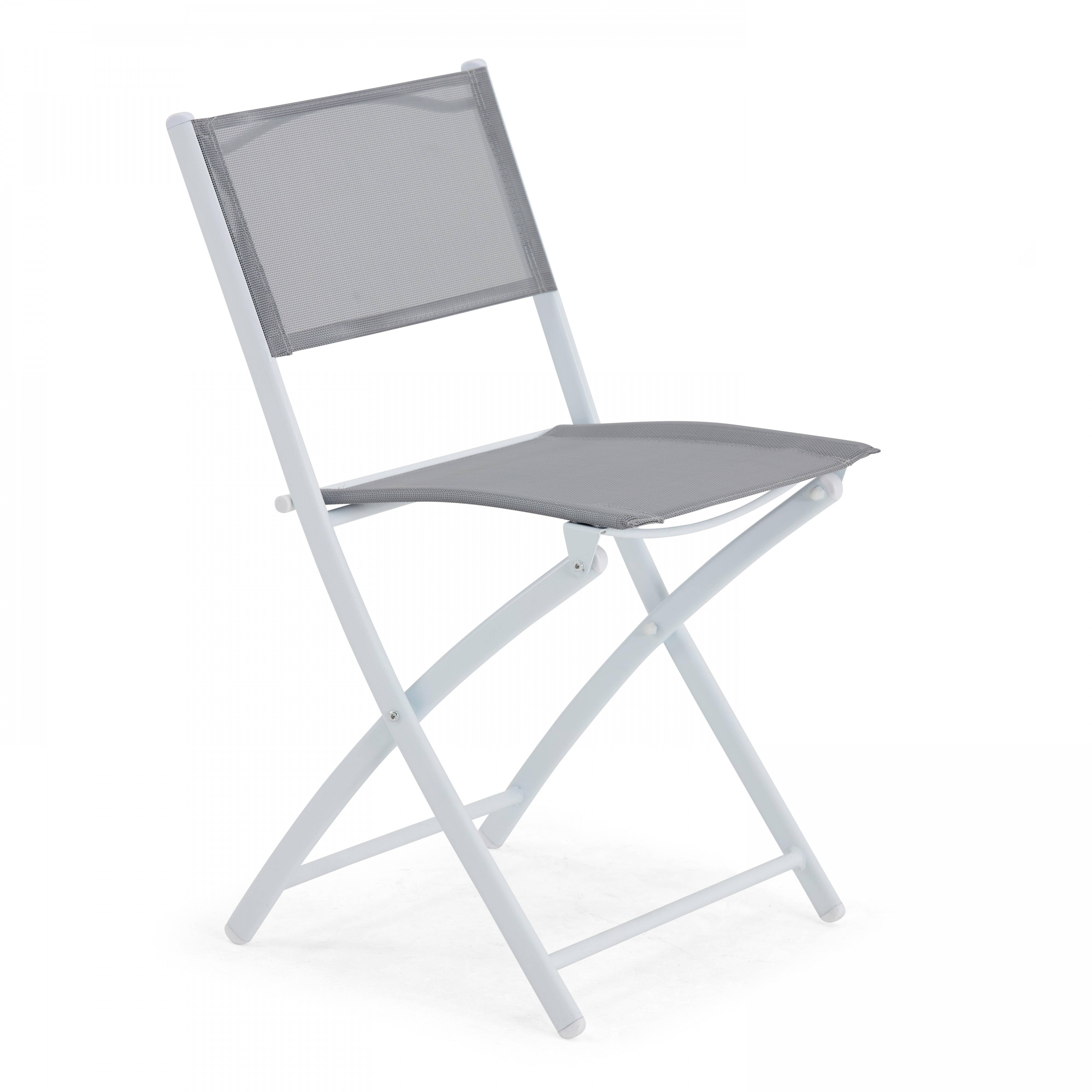 Oviala - Table de jardin et 4 chaises pliantes en acier et verre gris - Oviala - Imagen 4