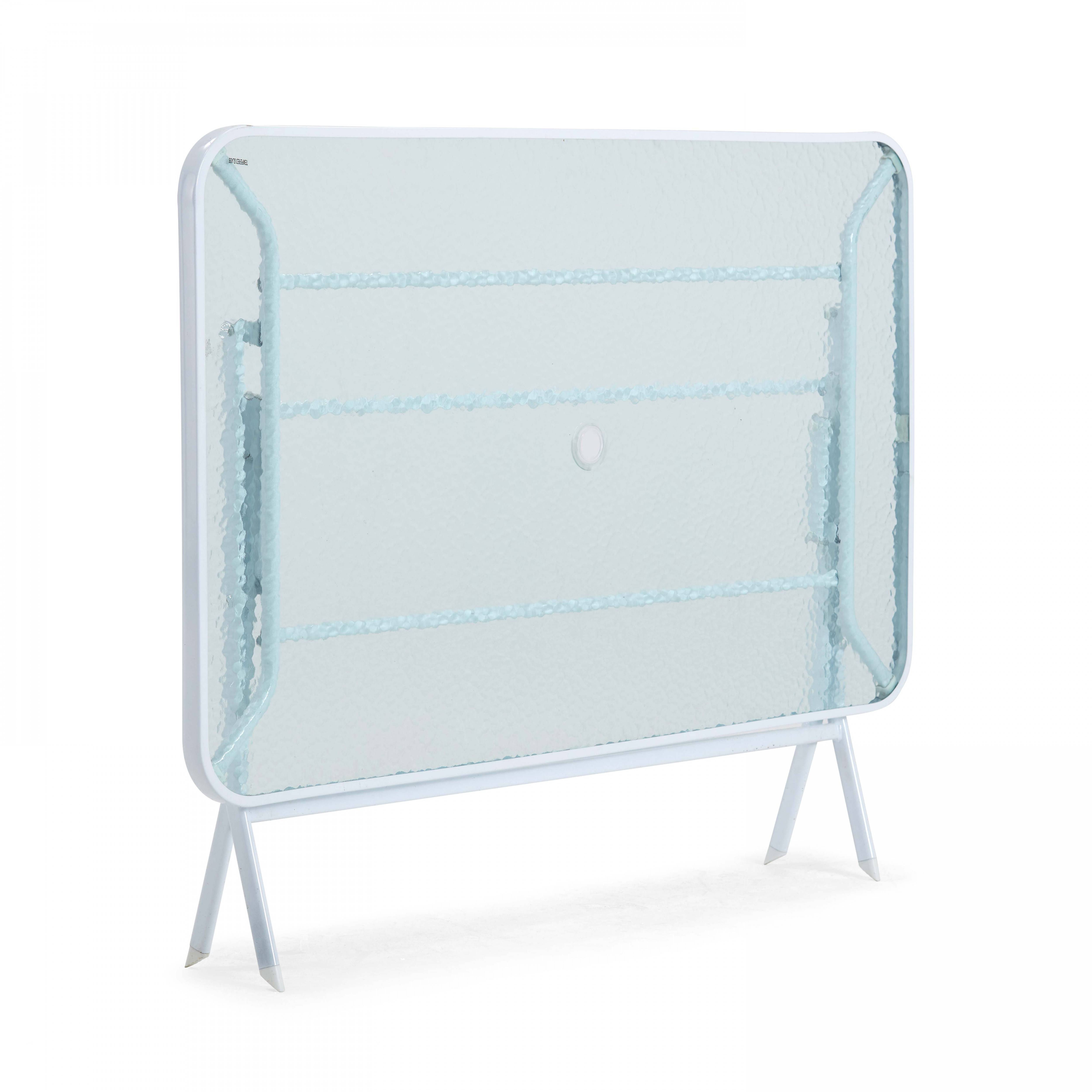 Oviala - Table de jardin et 4 chaises pliantes en acier et verre gris - Oviala - Imagen 3