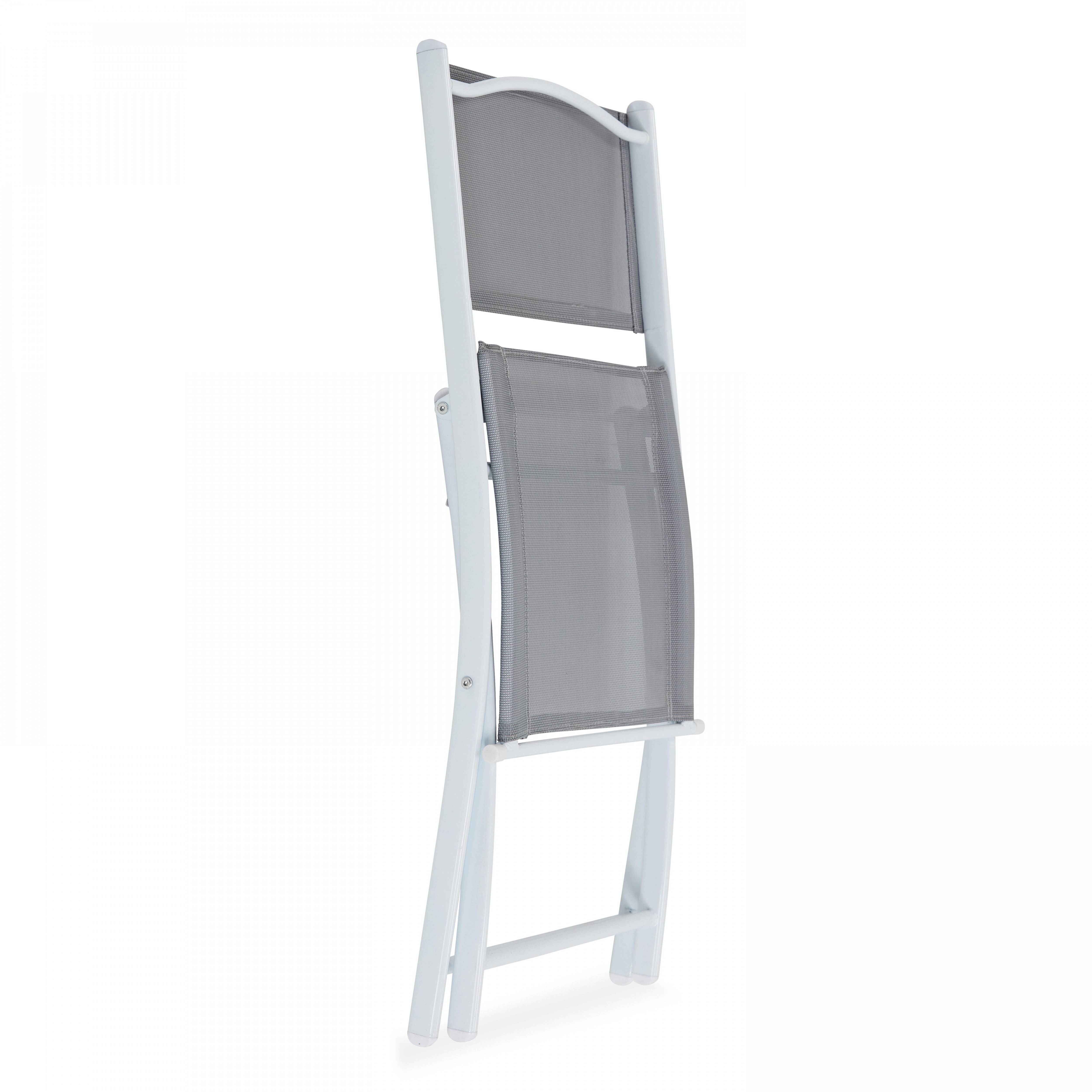 Oviala - Table de jardin et 4 chaises pliantes en acier et verre gris - Oviala - Imagen 5