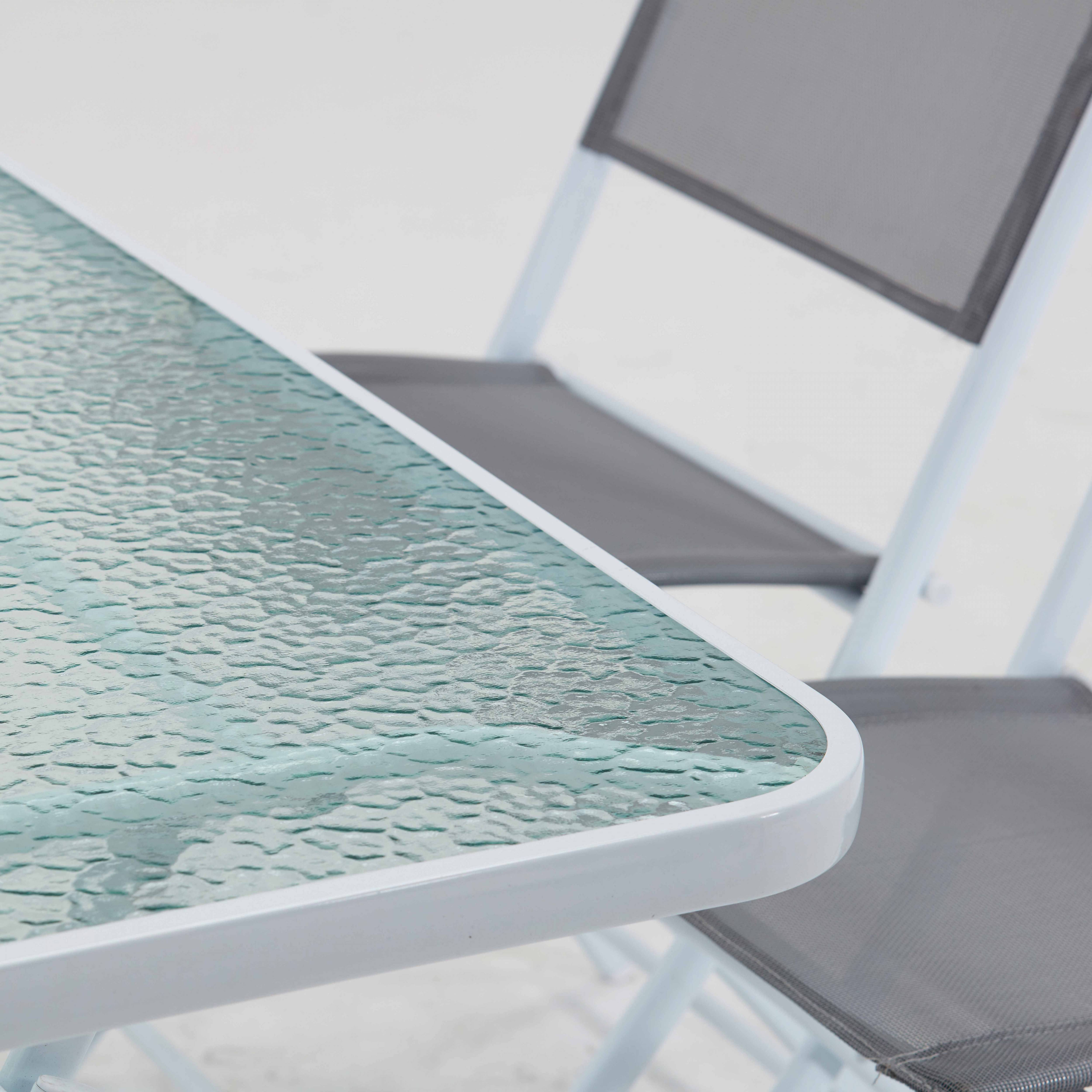 Oviala - Table de jardin et 4 chaises pliantes en acier et verre gris - Oviala - Imagen 6