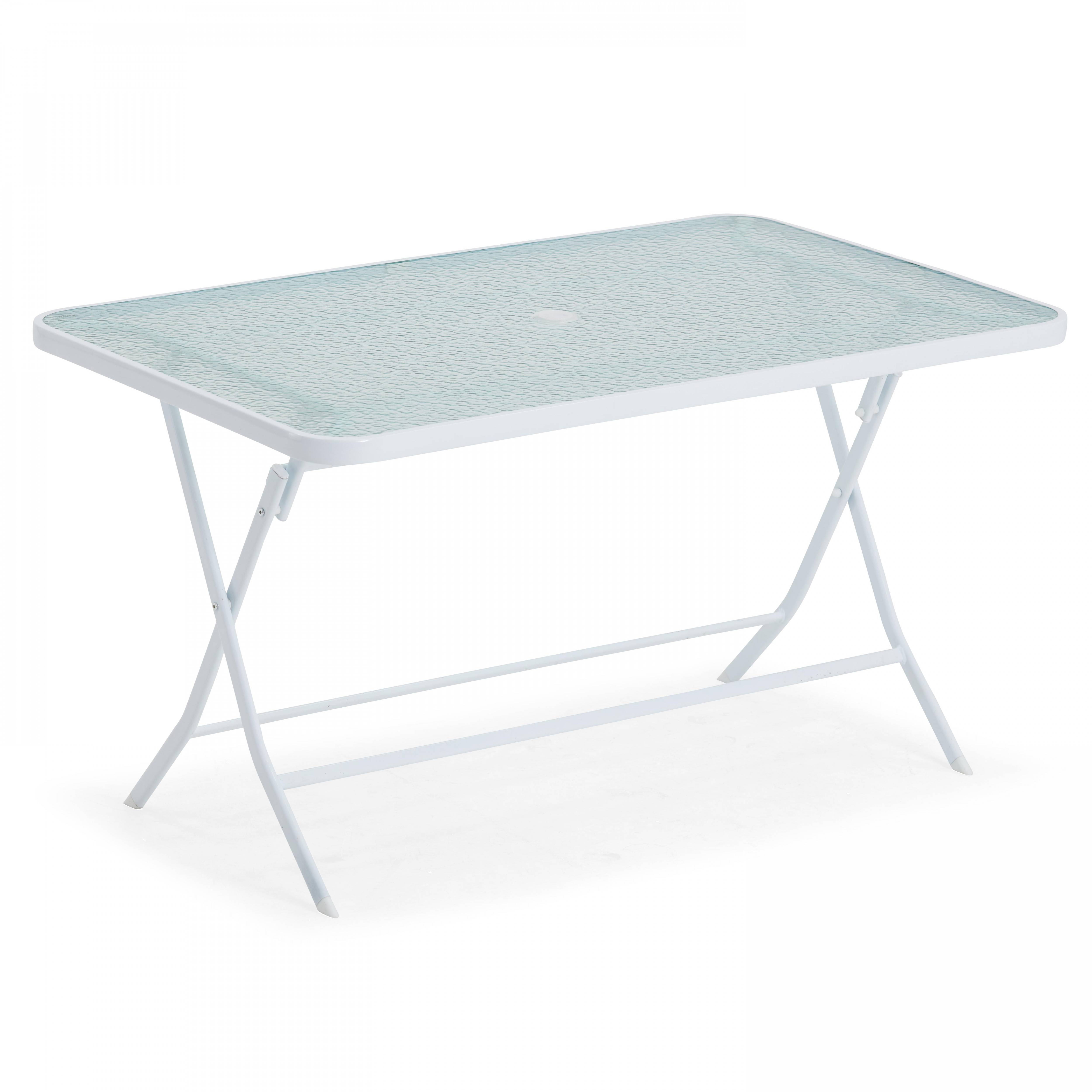 Oviala - Table de jardin et 4 chaises pliantes en acier et verre gris - Oviala - Imagen 2