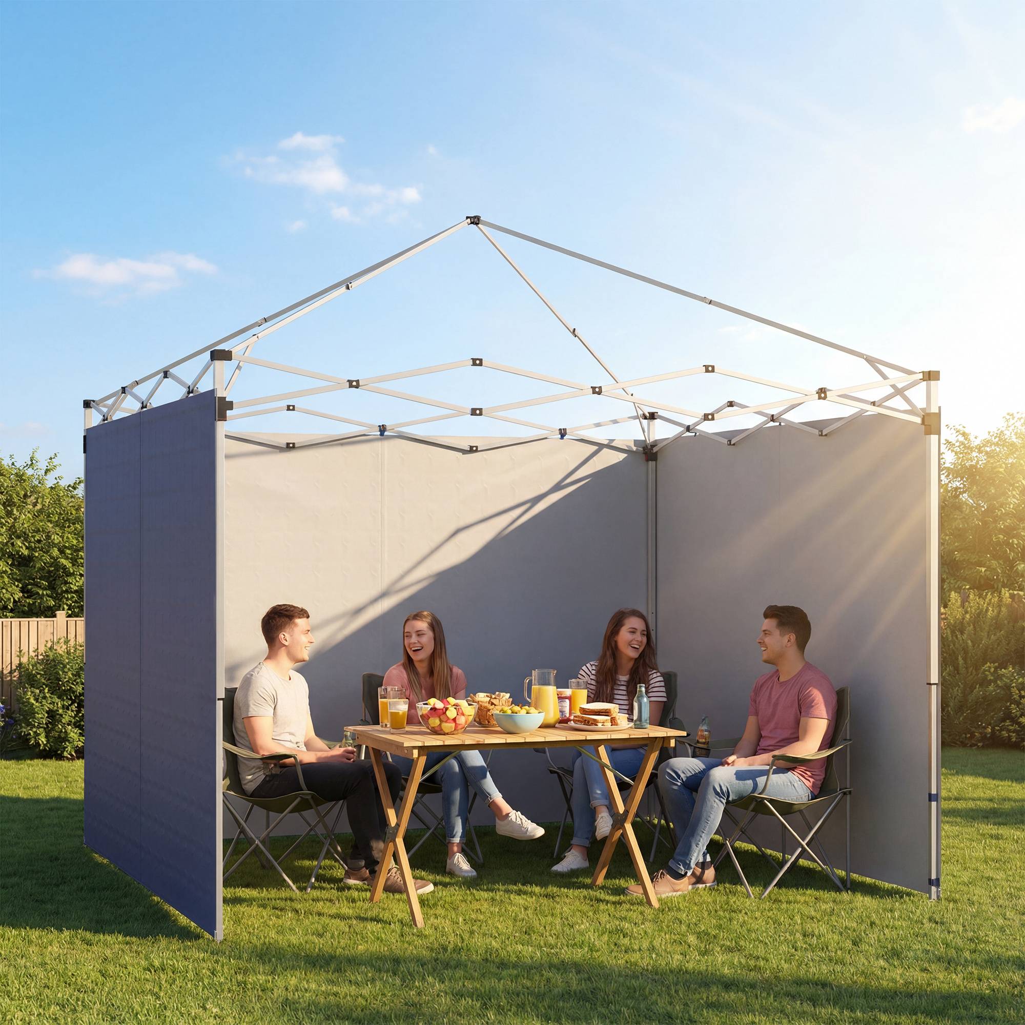 Lot 3 parois fermeture éclair pour pavillon 3x3 m bleu foncé - Image 3