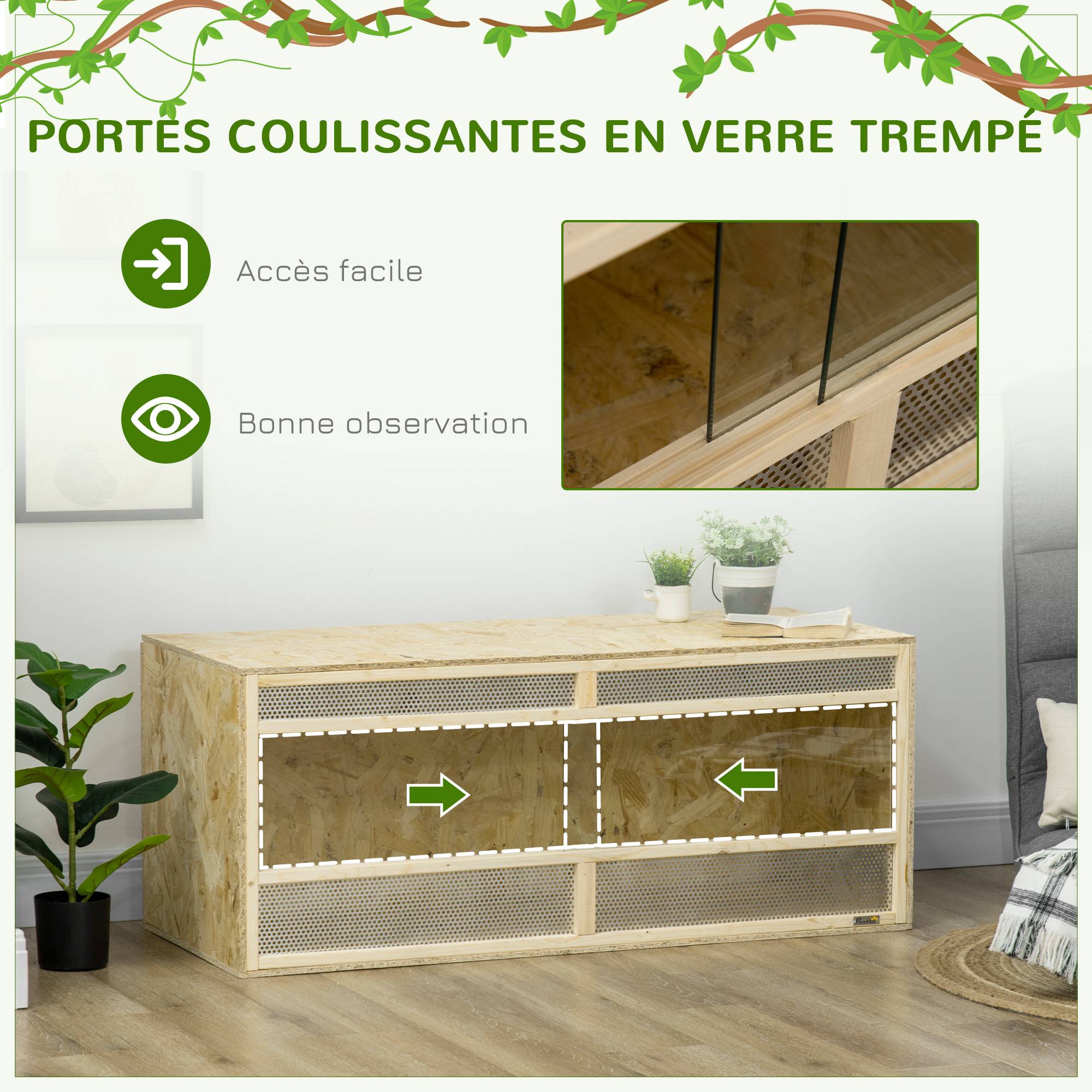 Terrarium bois OSB naturel 120 x 50 x 50 cm - PANGIVO - Image 8
