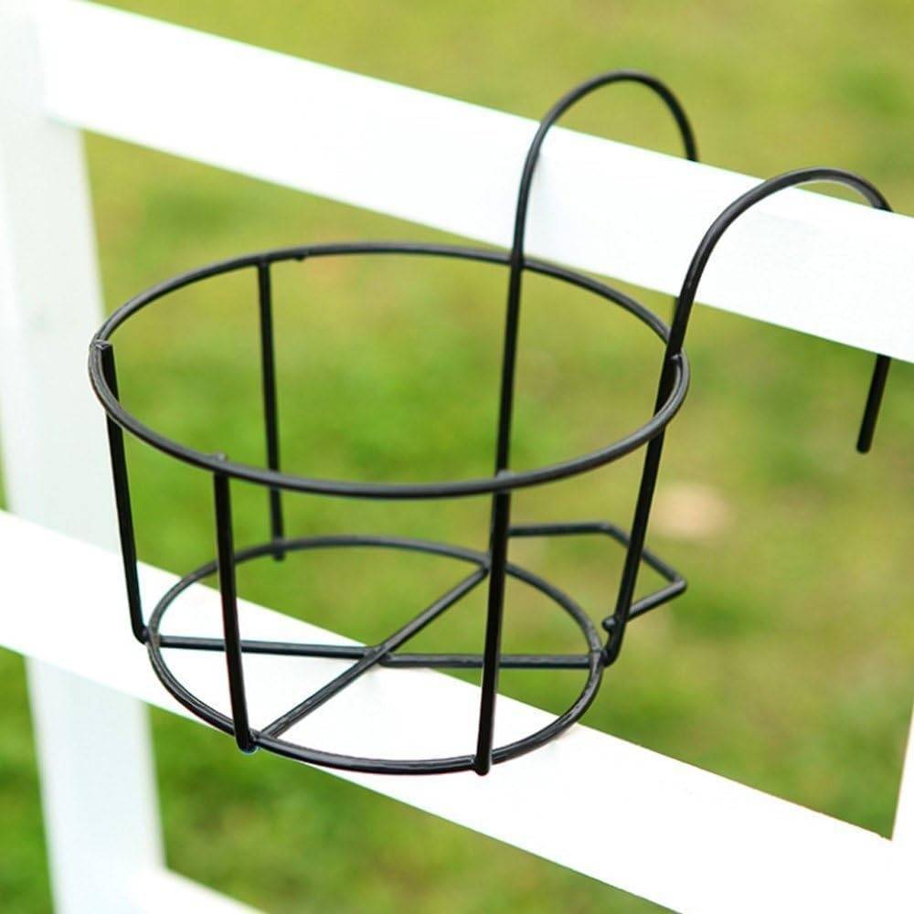 Support suspendu pour pots de fleurs - Métal robuste noir - Diamètre 25 cm - Pour balcons et garde-corps - Living123 - Image 2
