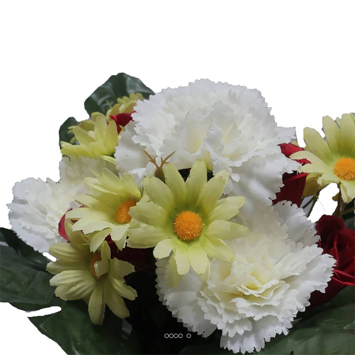 Artificielles - Bouquet de fleurs artificielles roses, oeillets et marguerites H 43 cm Rouge-blanc - couleur: Rouge-blanc - Imagen 3
