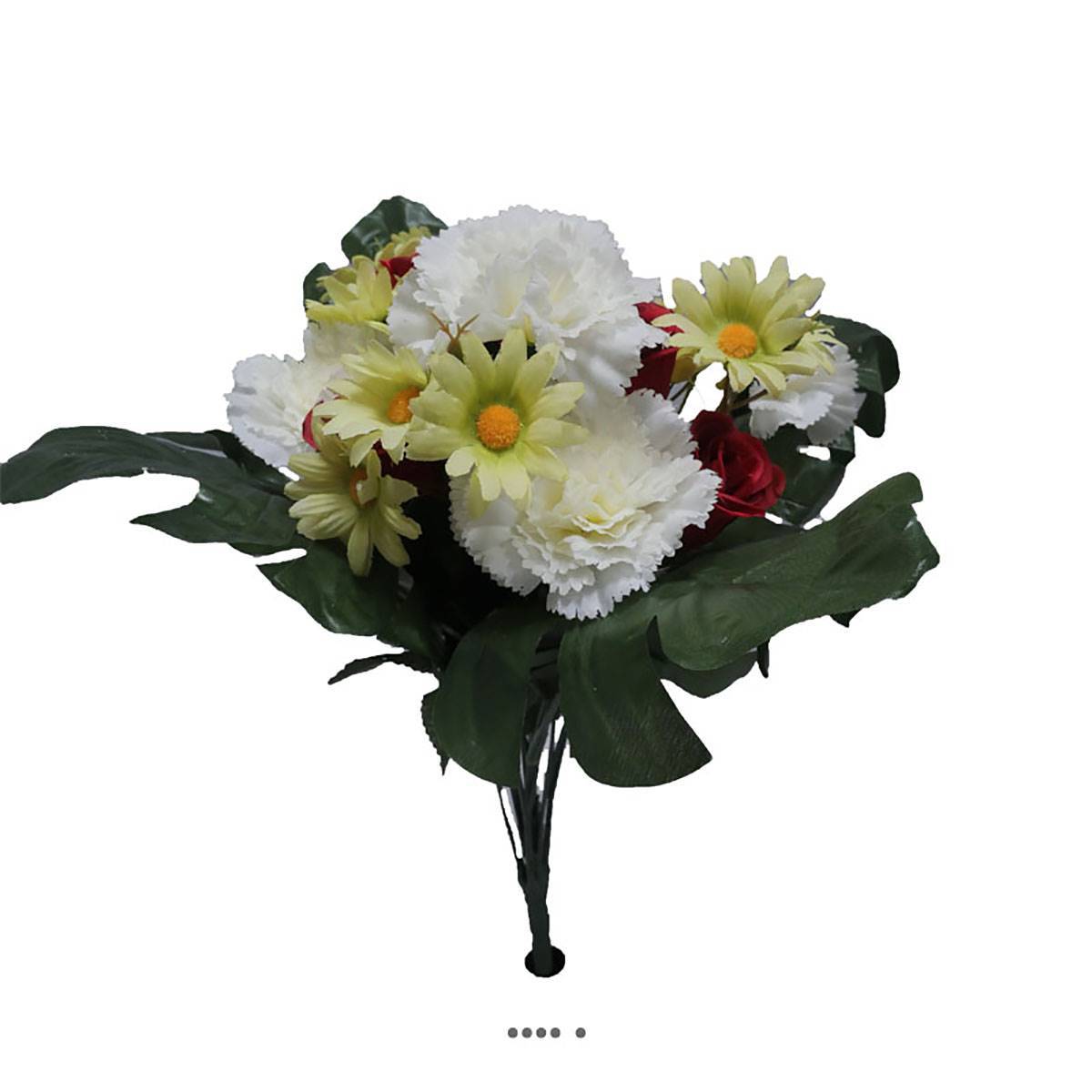 Artificielles - Bouquet de fleurs artificielles roses, oeillets et marguerites H 43 cm Rouge-blanc - couleur: Rouge-blanc - Imagen 2
