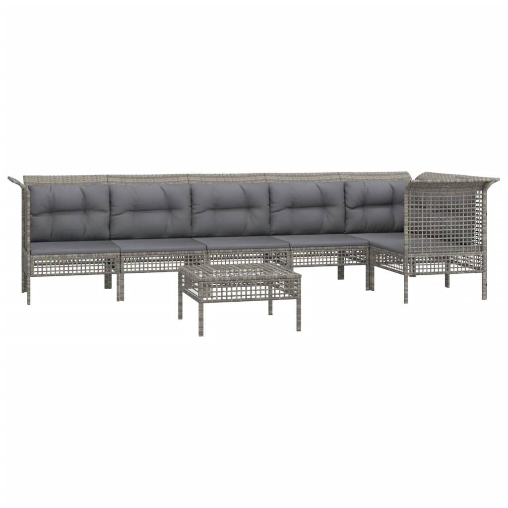 Helloshop26 - Salon de jardin meuble d'extérieur ensemble de mobilier 7 pièces avec coussins gris résine tressée - Imagen 1