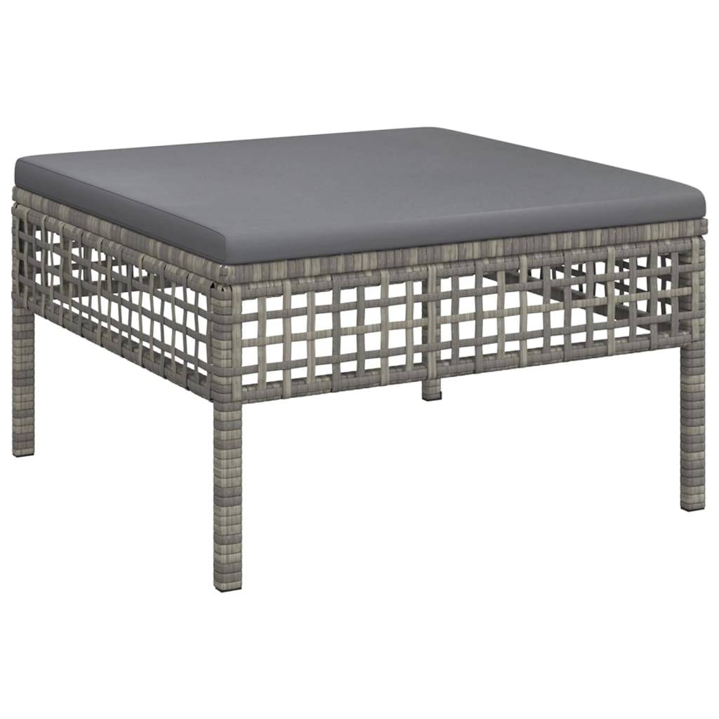 Helloshop26 - Salon de jardin meuble d'extérieur ensemble de mobilier 7 pièces avec coussins gris résine tressée - Imagen 4