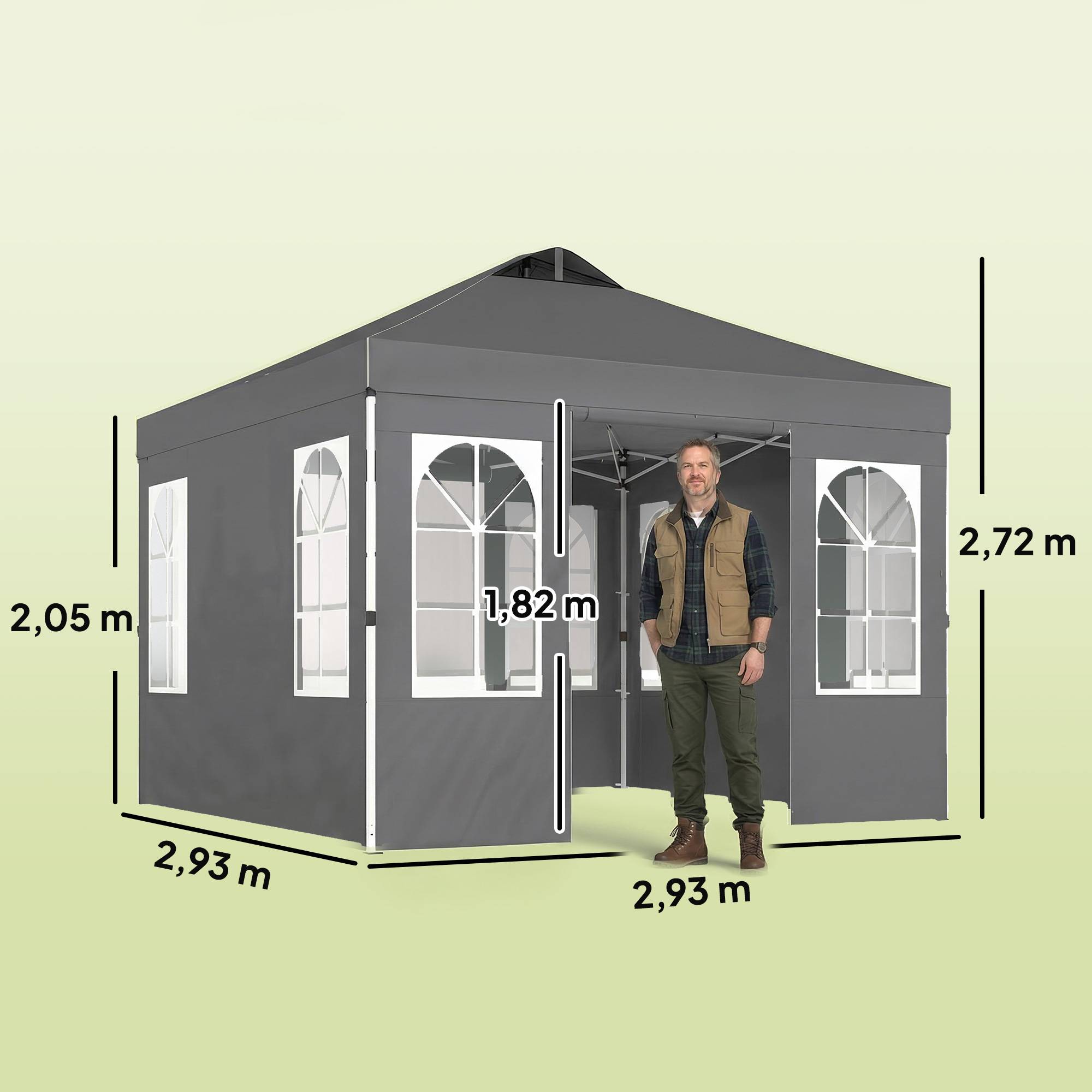 Sans Marque - Tente pliante 3x3m, protection UPF50+, 4 panneaux latéraux amovibles, hauteur réglable et sac de transport, gris foncé - Image 5