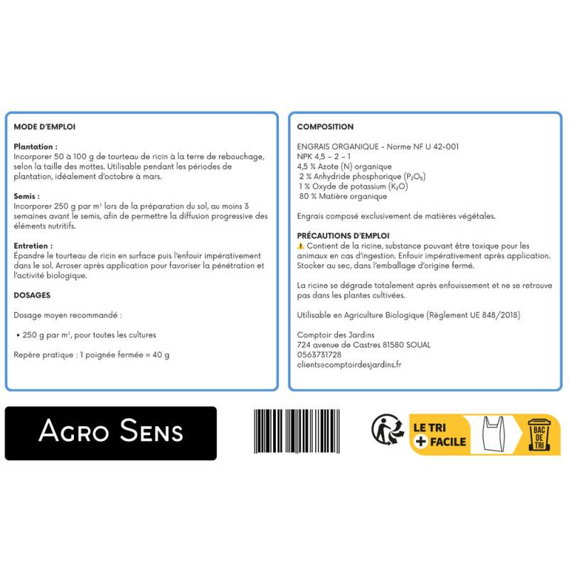 Engrais 100 % tourteau de ricin granulés - Agro Sens - Sac 12 kg - Image 3