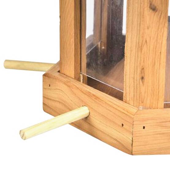 Mangeoire Oiseaux Bois Cèdre FISHTEC 6 Emplacements Toit Amovible Jardin Balcon - Image 6