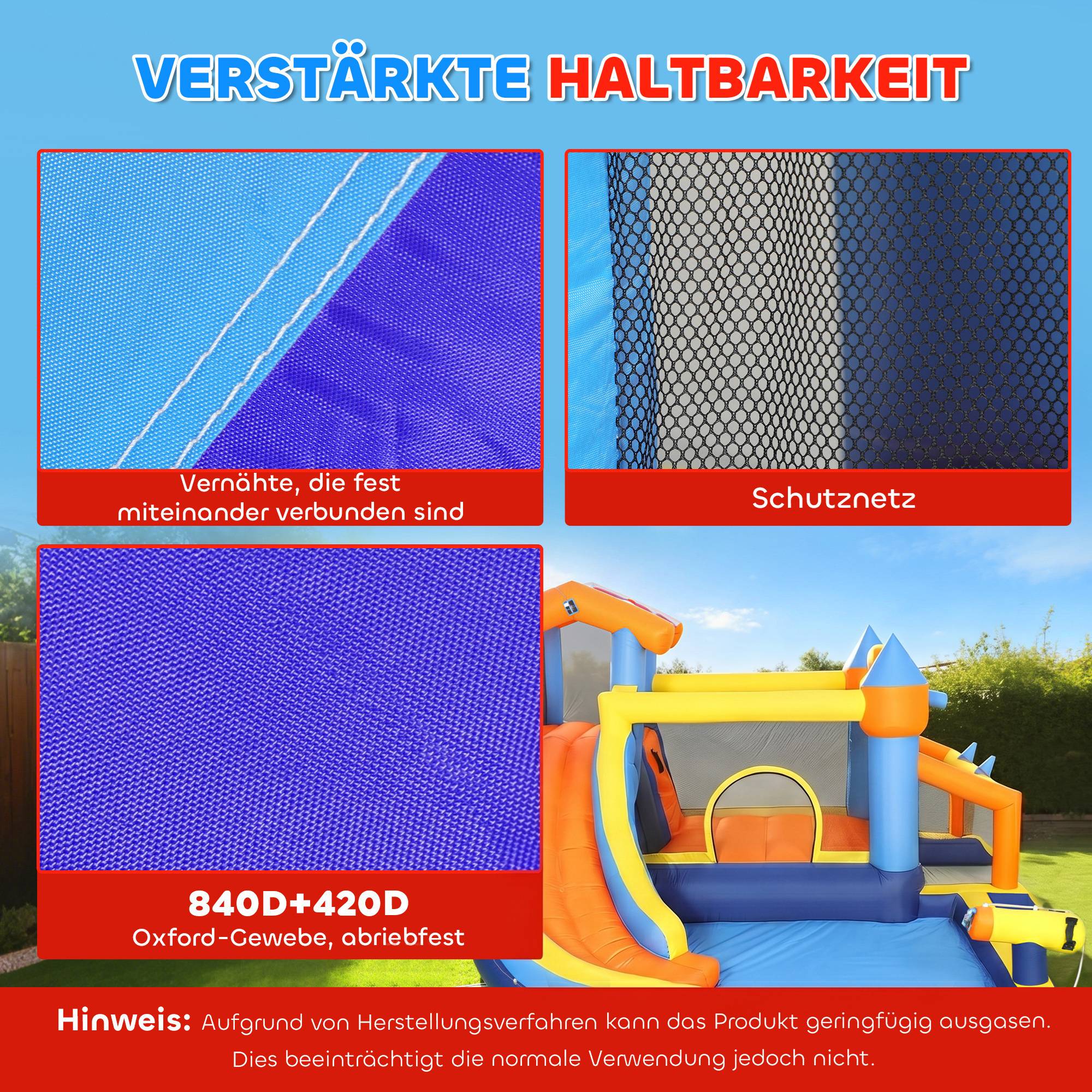 Château gonflable 8 en 1 avec souffleur, toboggan, pataugeoire, trampoline et mur d'escalade, intérieur/extérieur, 350×325×210 cm, multicolore - Image 7