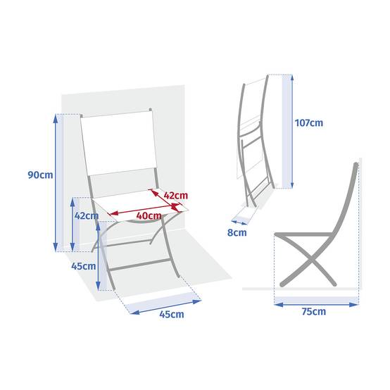 Hesperide - Lot de 4 chaises de jardin pliantes "Essentia" lin & vert laurier aluminium et texaline Hespéride - Image 7