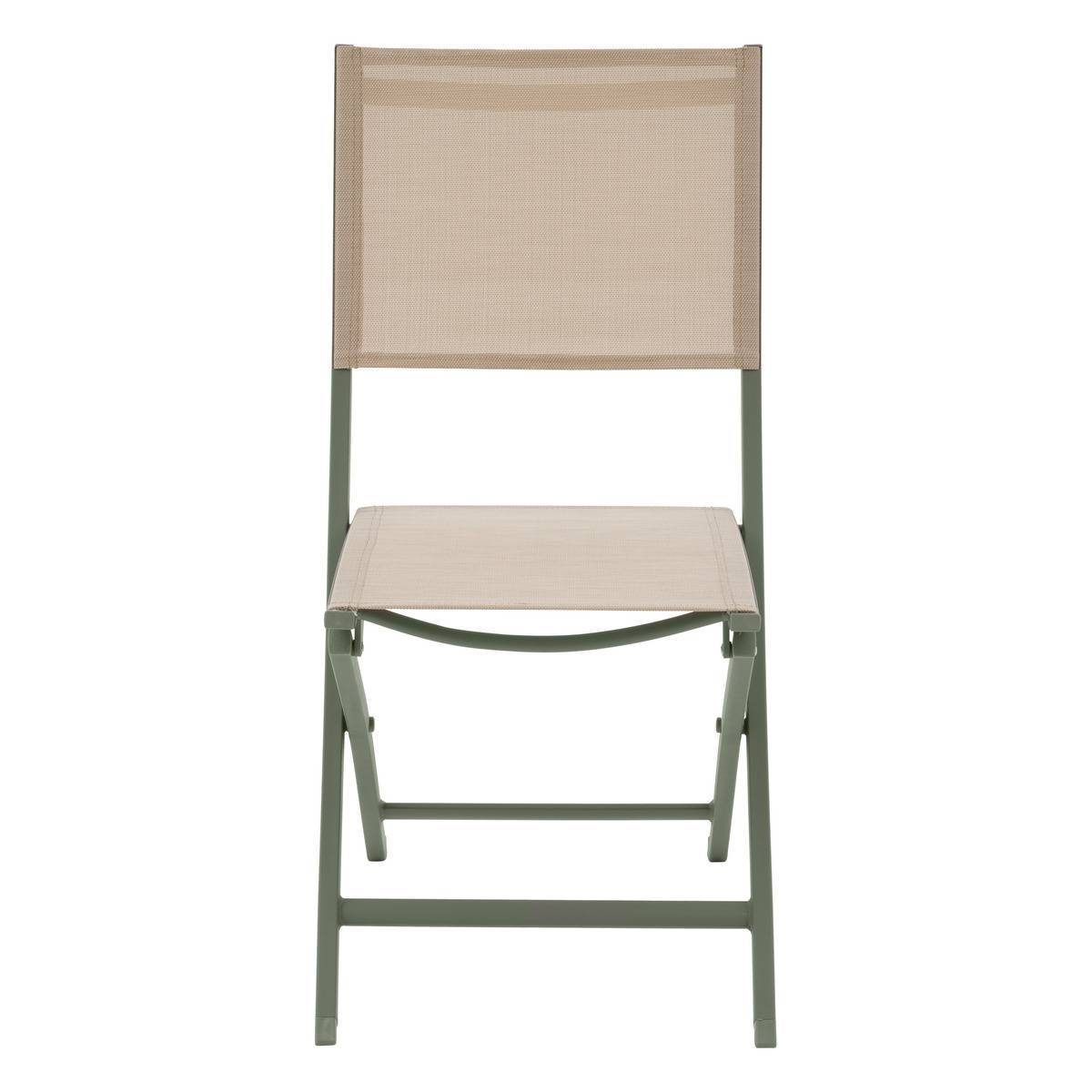 Hesperide - Lot de 4 chaises de jardin pliantes "Essentia" lin & vert laurier aluminium et texaline Hespéride - Image 3