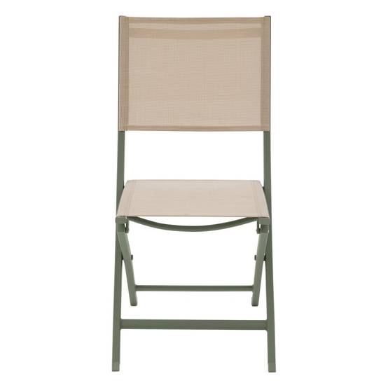 Hesperide - Lot de 4 chaises de jardin pliantes "Essentia" lin & vert laurier aluminium et texaline Hespéride - Image 5