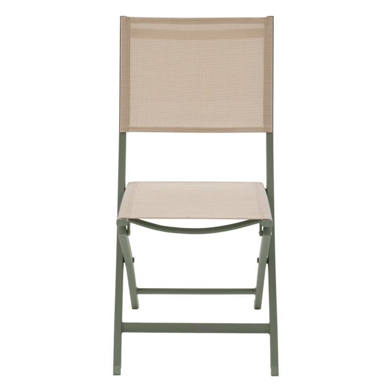 Hesperide - Lot de 4 chaises de jardin pliantes "Essentia" lin & vert laurier aluminium et texaline Hespéride - Image 5