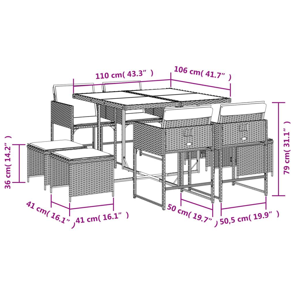 ComfortXL - Salon de Jardin Encastrable 8 Places Gris, Table Carrée, 4 Chaises et 4 Poufs de Rangement – ComfortXL Outdoor Living - Image 3