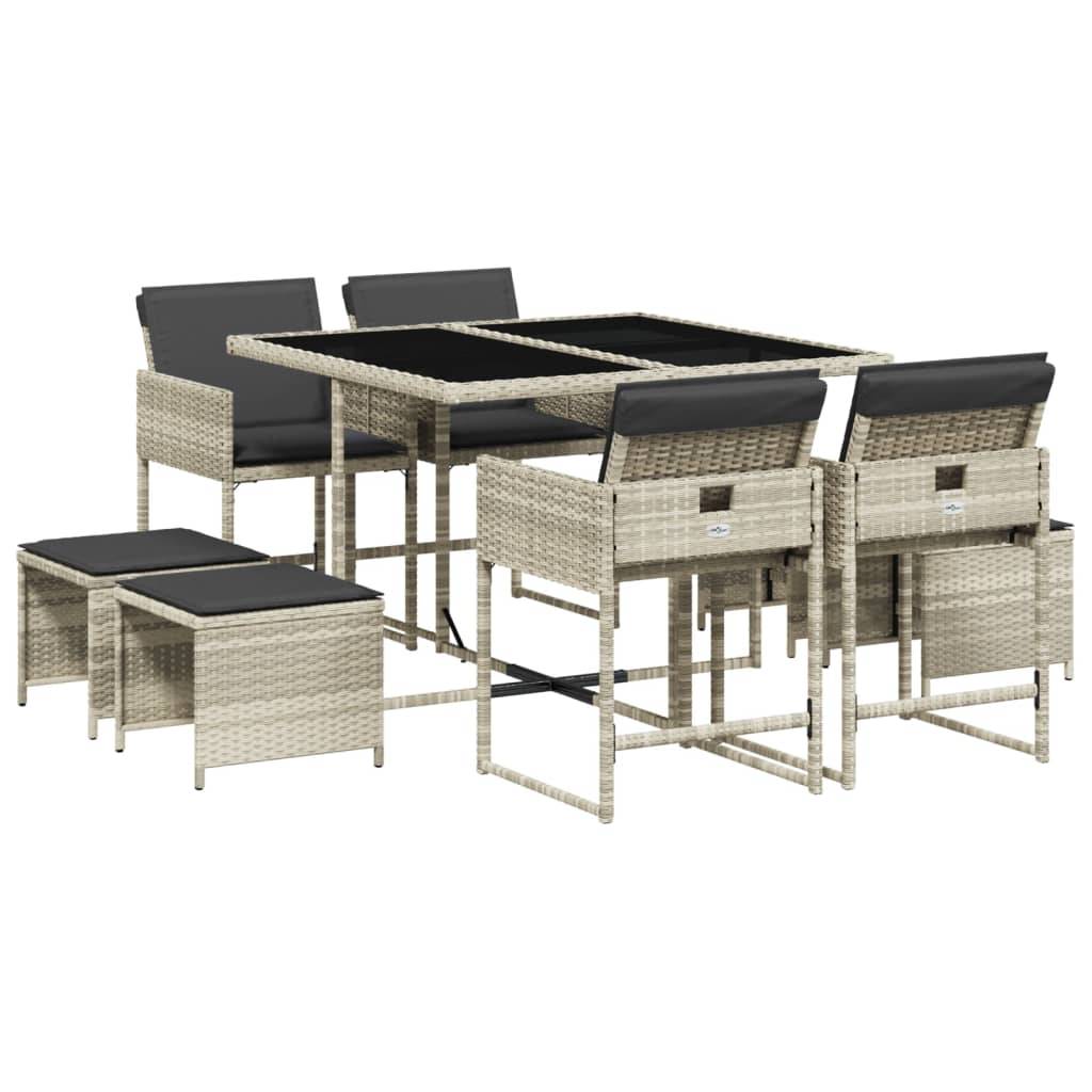 ComfortXL - Salon de Jardin Encastrable 8 Places Gris, Table Carrée, 4 Chaises et 4 Poufs de Rangement – ComfortXL Outdoor Living - Image 2