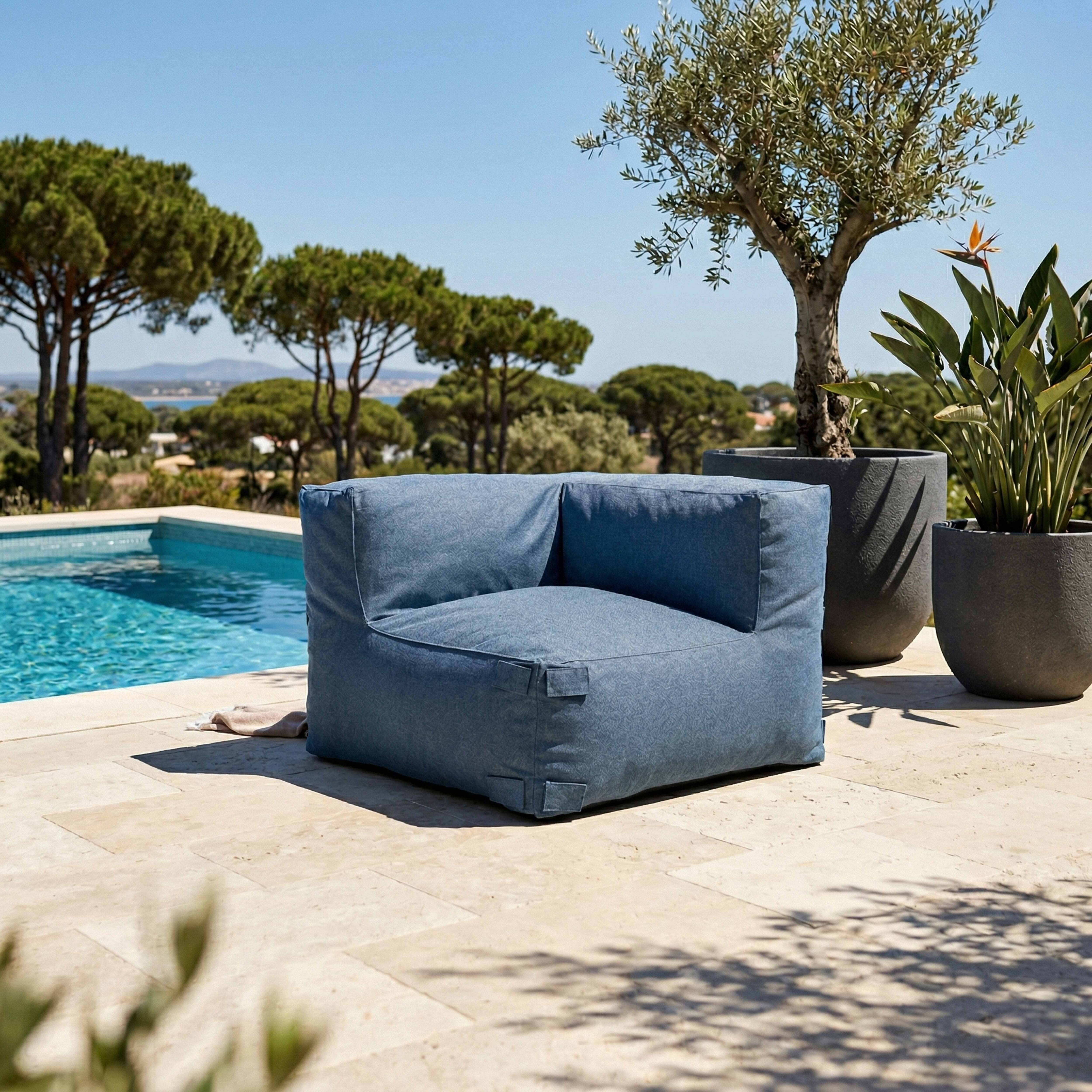 Oviala - Fauteuil d'angle pour canapé modulable bleu pacific Mixi - Oviala - Image 1