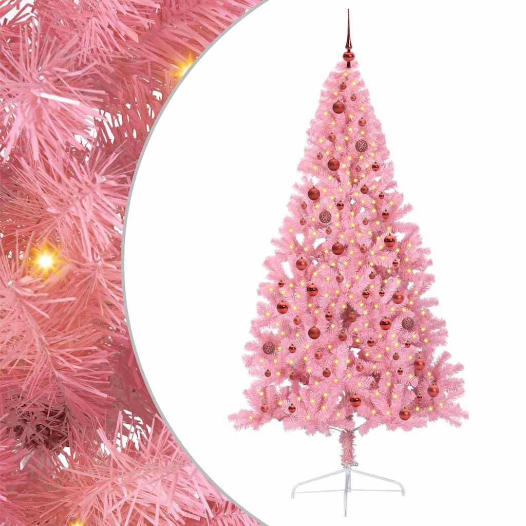Vidaxl - Sapin de Noël artificiel pré-éclairé Rose 210 cm PVC vidaXL 3397089 - Image 2