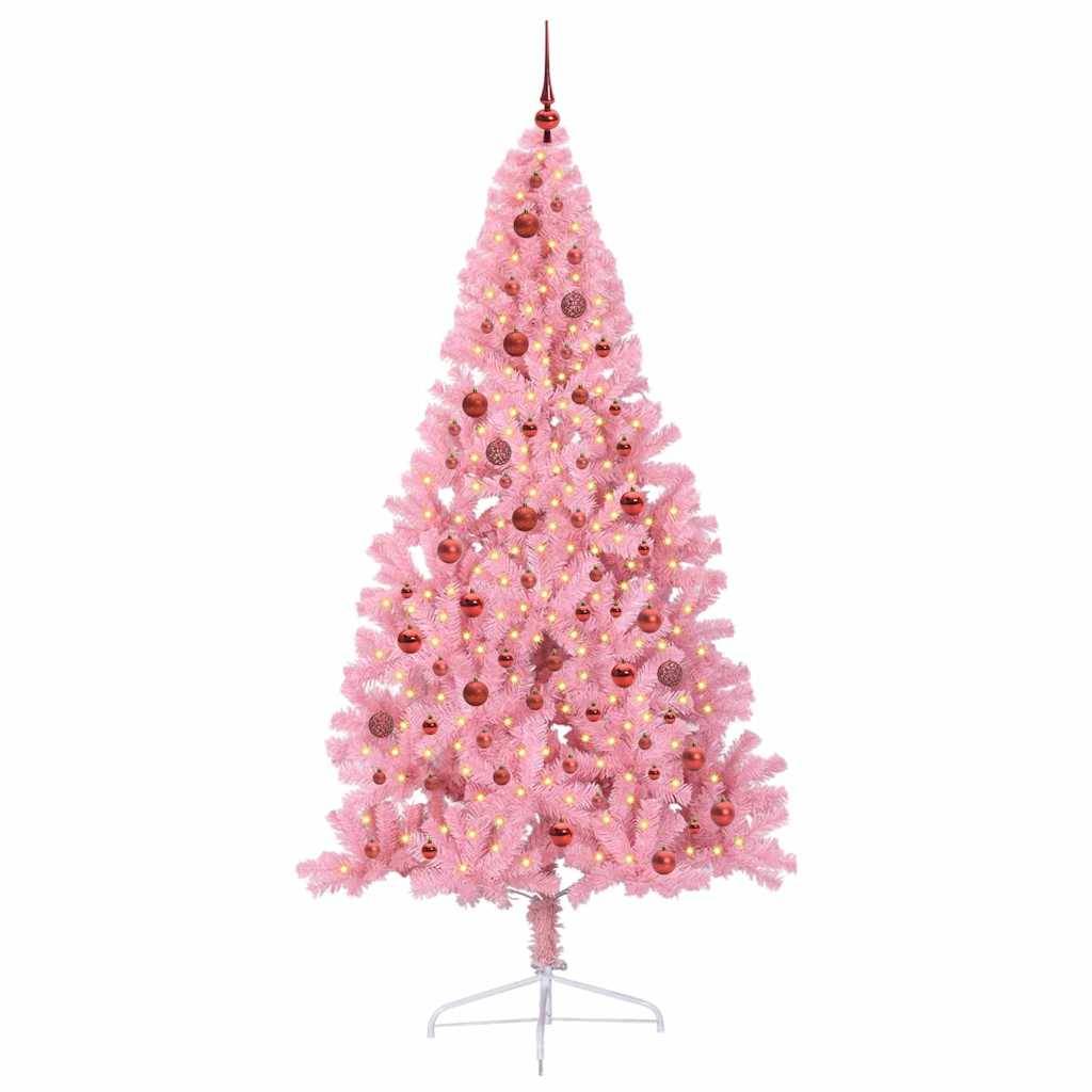 Vidaxl - Sapin de Noël artificiel pré-éclairé Rose 210 cm PVC vidaXL 3397089 - Image 4