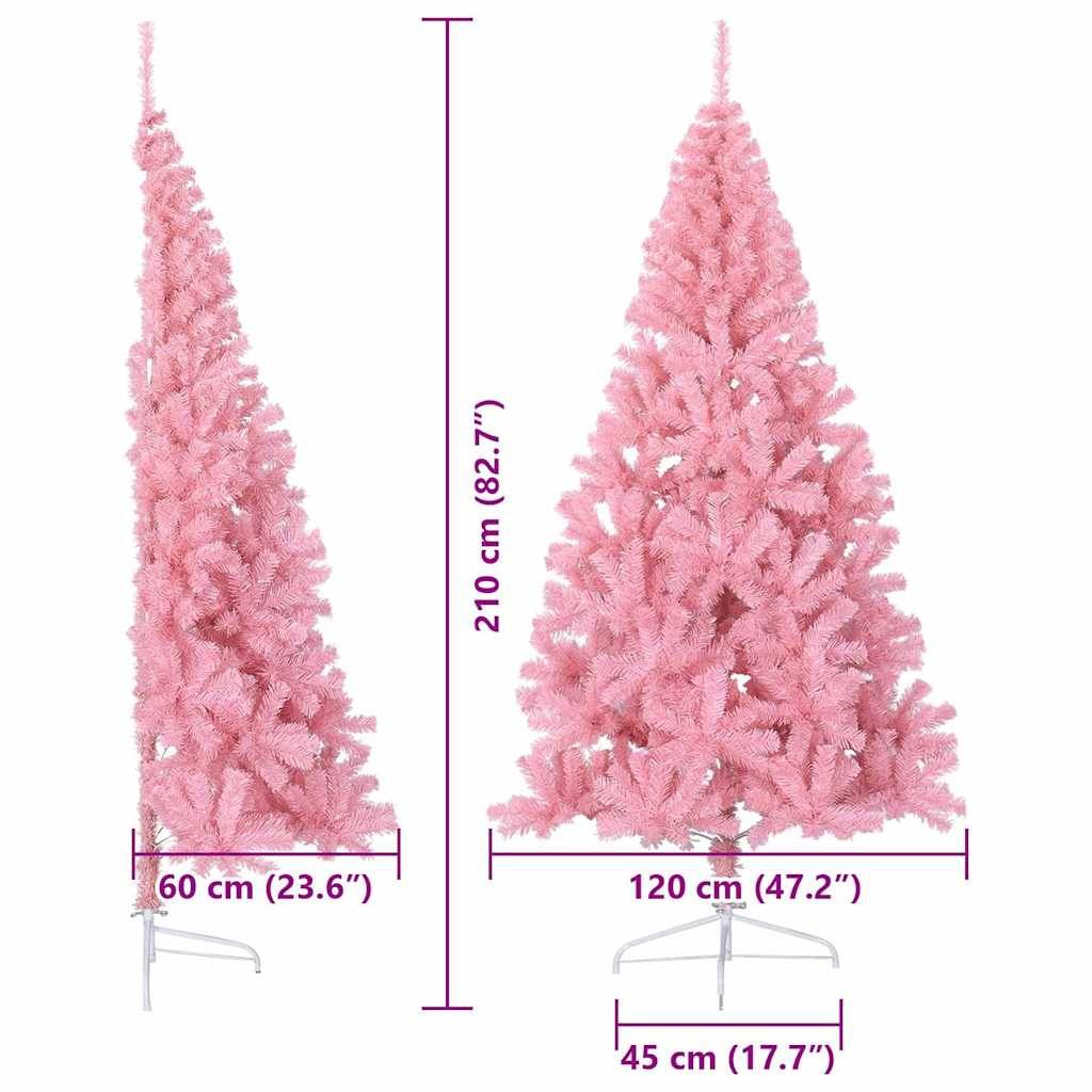 Vidaxl - Sapin de Noël artificiel pré-éclairé Rose 210 cm PVC vidaXL 3397089 - Image 3