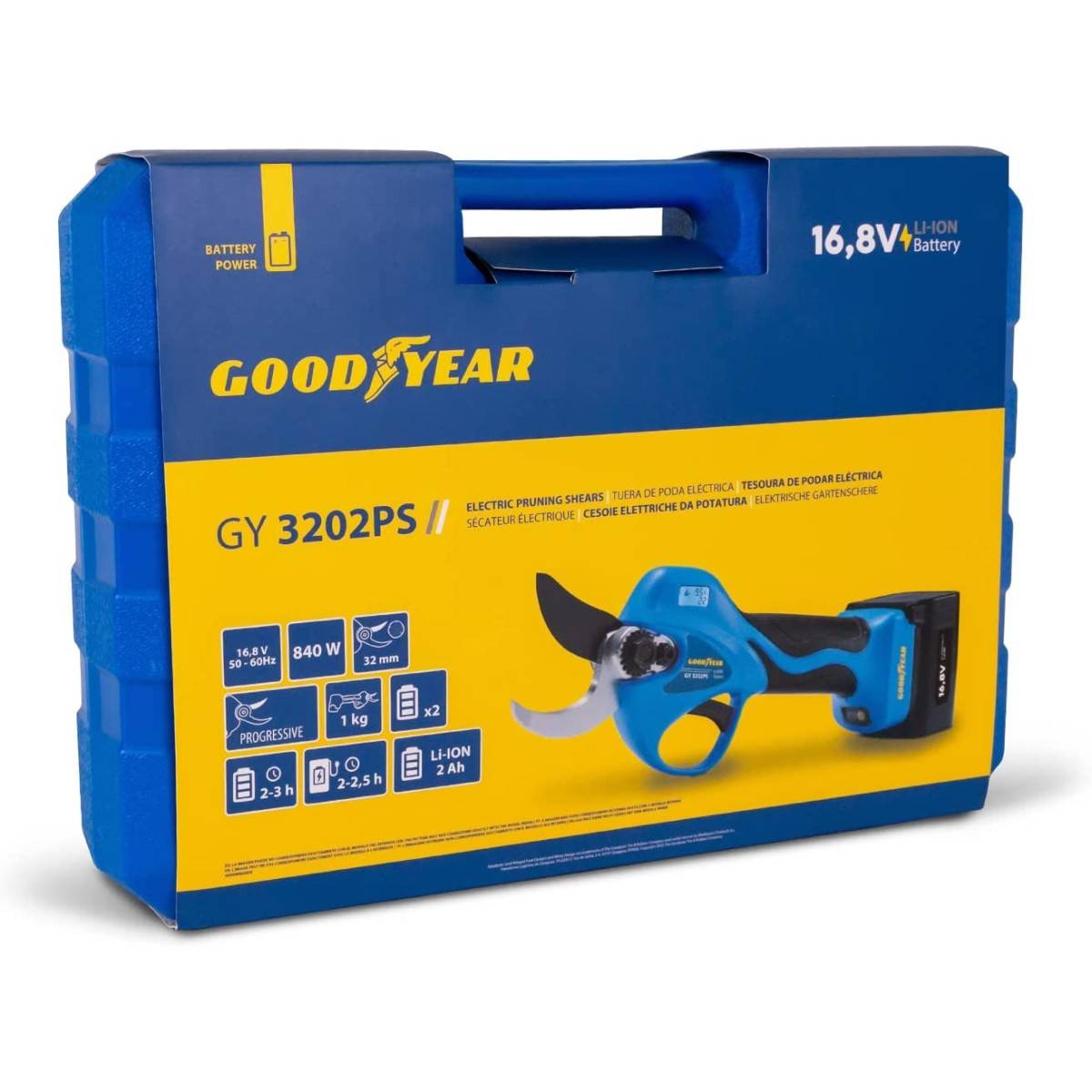 Sécateur électrique Professionnel 16,8V + 2 Batteries Lithium 2Ah Ø Coupe 32 mm Moteur Brushless GOODYEAR - Image 6