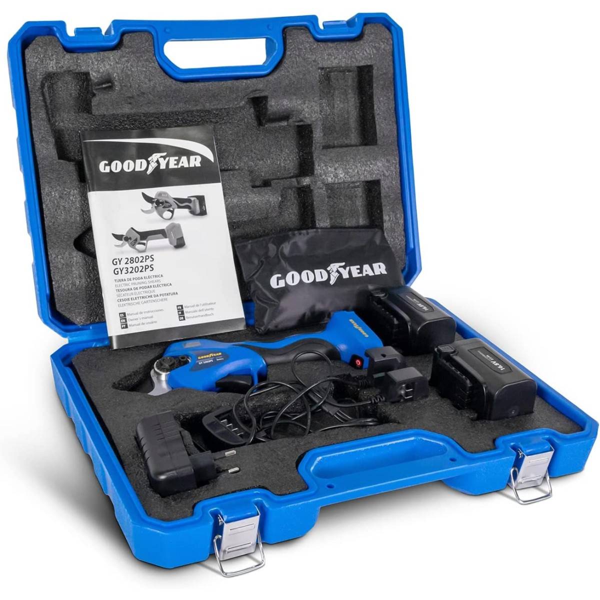 Sécateur électrique Professionnel 16,8V + 2 Batteries Lithium 2Ah Ø Coupe 32 mm Moteur Brushless GOODYEAR - Image 3