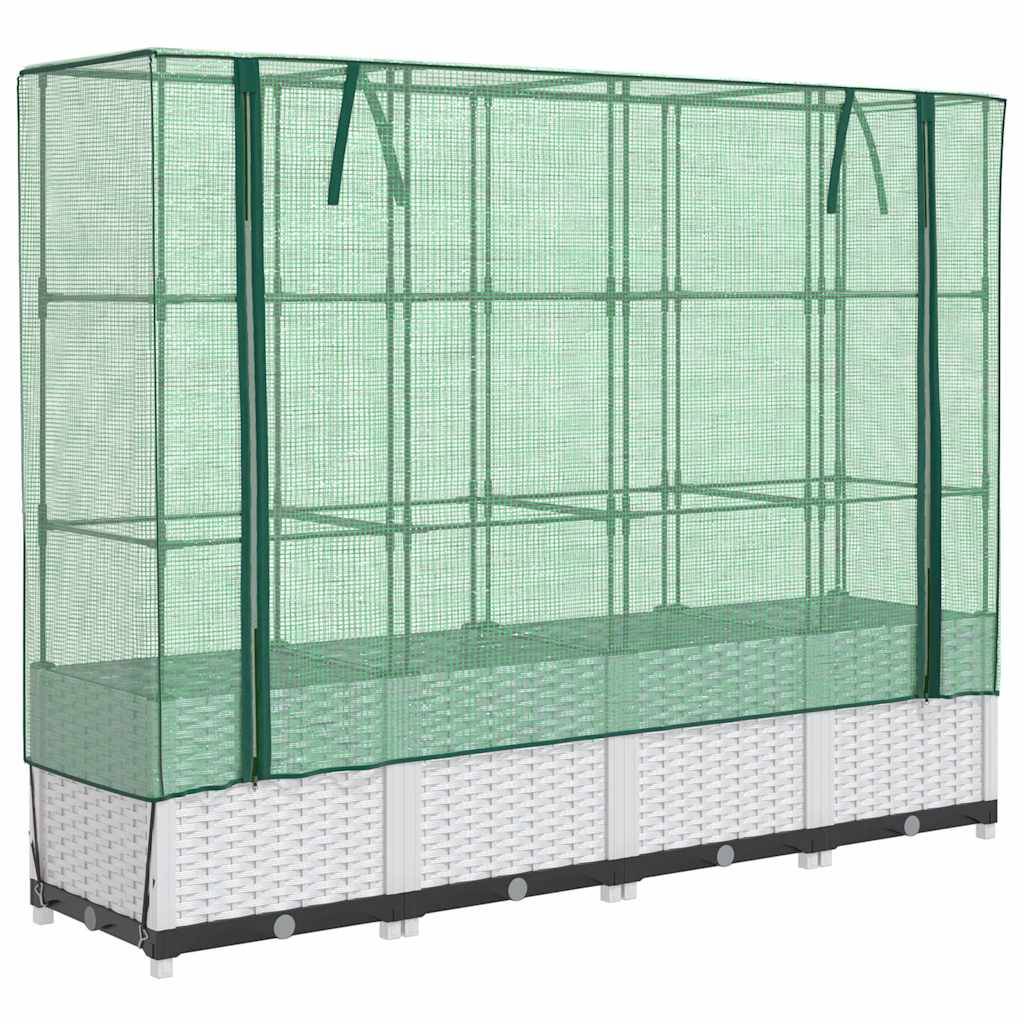 ComfortXL - Carré Potager Surélevé 160cm avec Serre, Bac à Fleurs Aspect Rotin Blanc, H138cm pour Balcon et Terrasse – ComfortXL Outdoor Living - Image 2