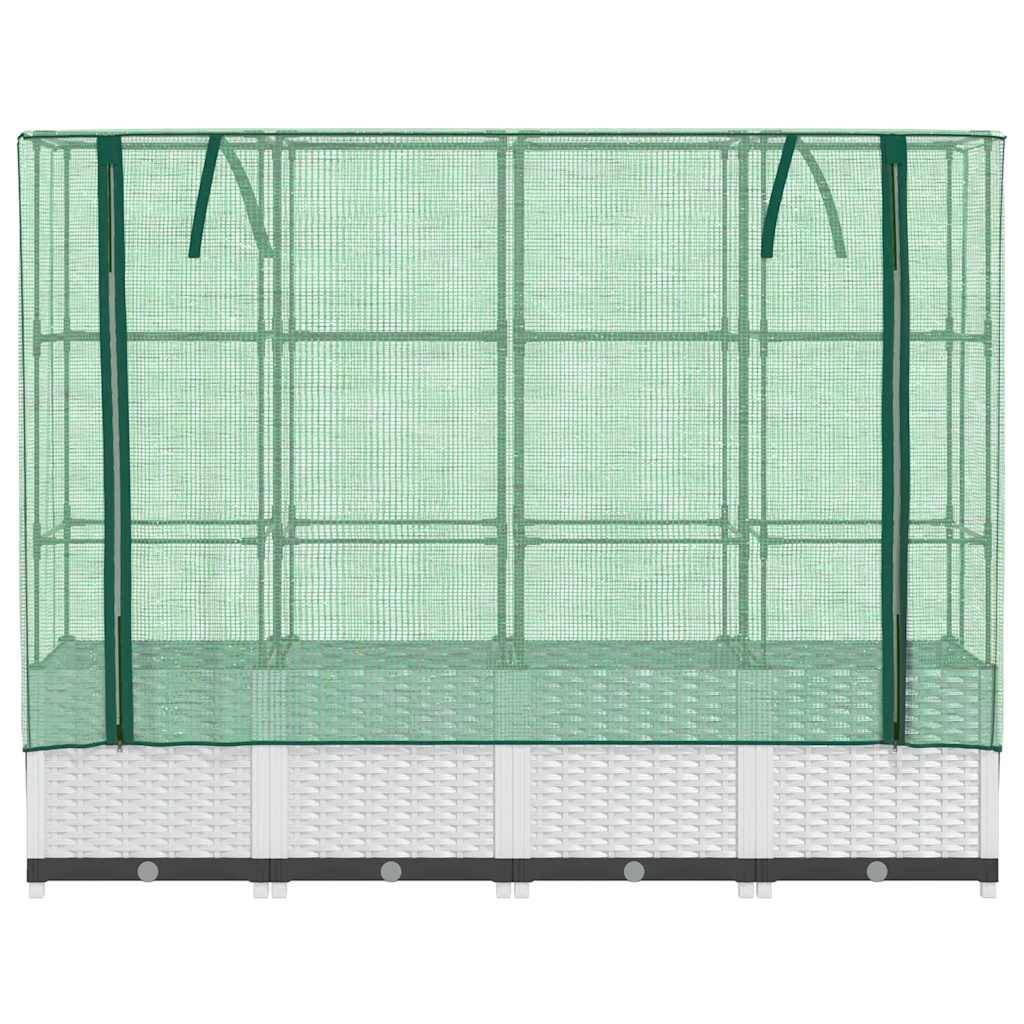 ComfortXL - Carré Potager Surélevé 160cm avec Serre, Bac à Fleurs Aspect Rotin Blanc, H138cm pour Balcon et Terrasse – ComfortXL Outdoor Living - Image 4
