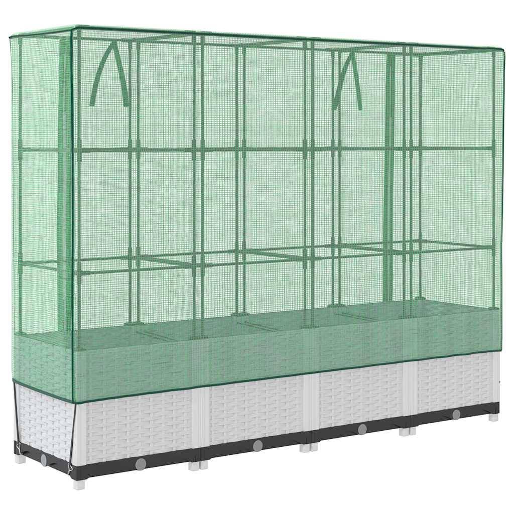 ComfortXL - Carré Potager Surélevé 160cm avec Serre, Bac à Fleurs Aspect Rotin Blanc, H138cm pour Balcon et Terrasse – ComfortXL Outdoor Living - Image 6