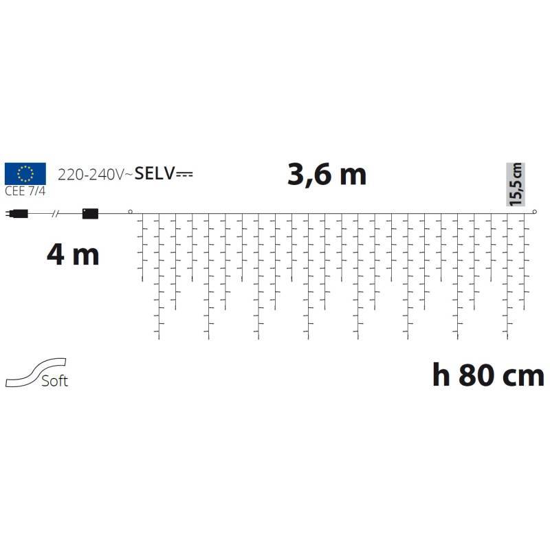 Lotti - Guirlande stalactites chute de neige 3,6m H80cm 288 LED blanc chaud câble blanc Lotti - Imagen 2