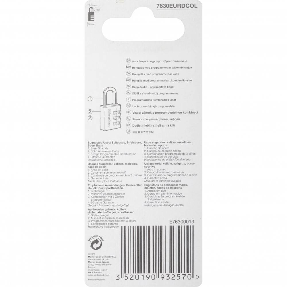 Master Lock - Cadenas à combinaison MASTER LOCK aluminium, l.30 mm - Image 8