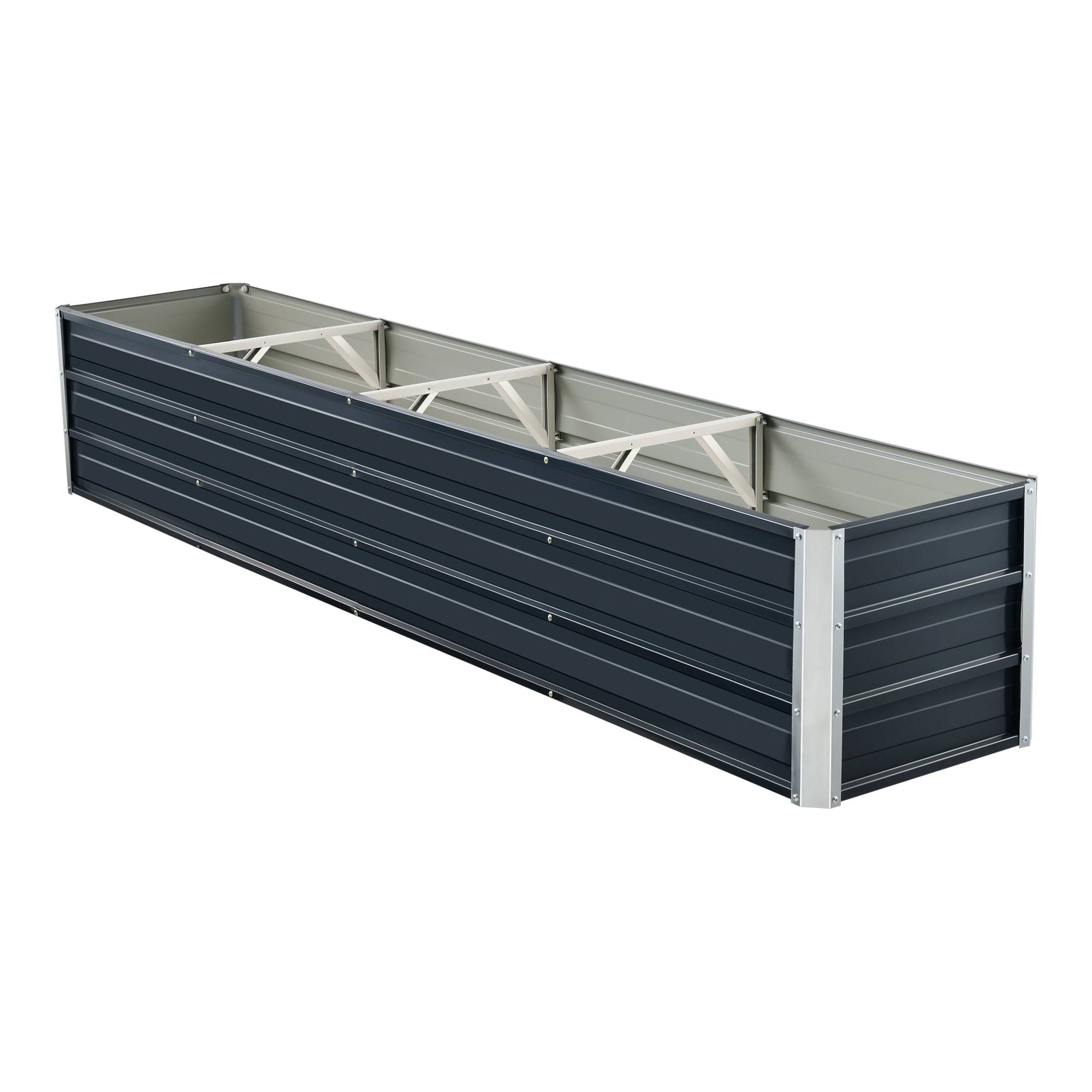 Helloshop26 - Jardinière à 3 barres de séparation 240 x 47 x 40 cm anthracite - Imagen 1