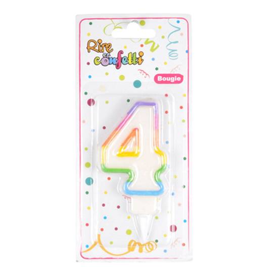 Bougie d'Anniversaire "Chiffre 4" 7cm Multicolore - Image 2